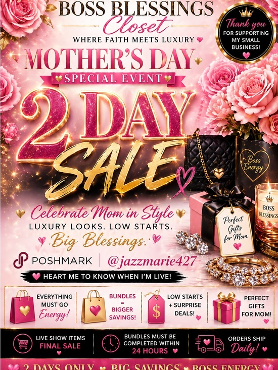 Jewelry - Mother's Day 2 Day Sale Promotional Poster - Pink & Gold